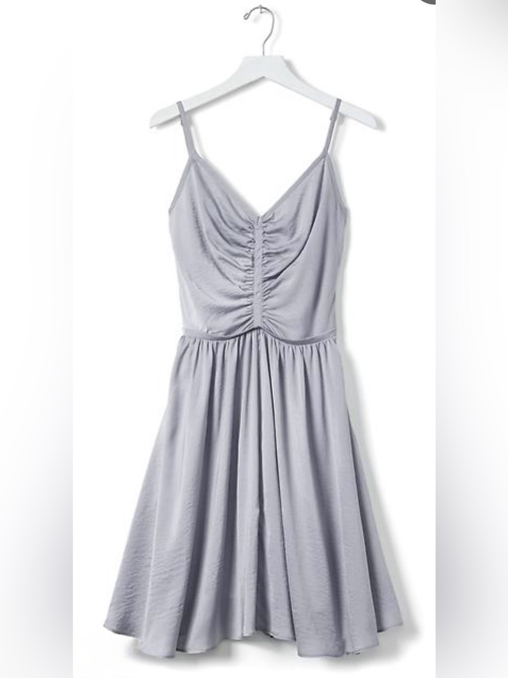 Banana Republic Silvery Blue 100% Silk Ruched Shirred Mini Dress Like New Sz 2